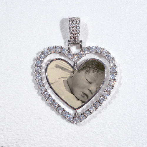 3D Spinning 2-Faced Heart Custom Picture Pendant
