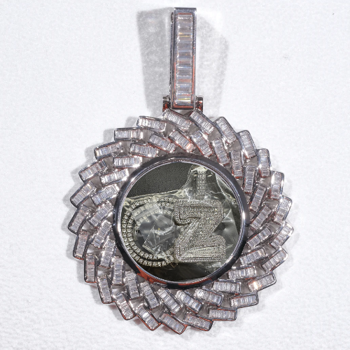 Large 3D Baguette Custom Picture Pendant