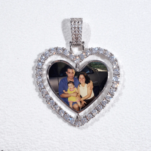 3D Spinning 2-Faced Heart Custom Picture Pendant
