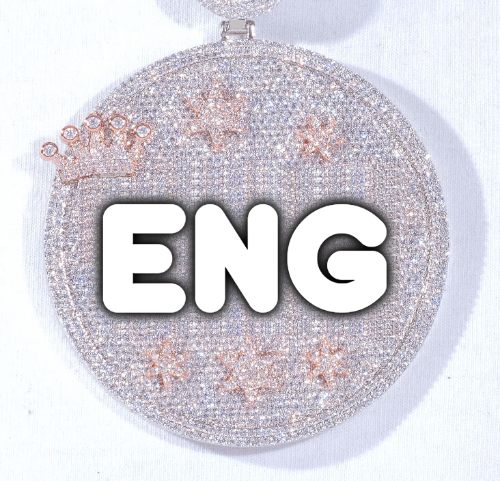 CUSTOM LETTER NECKLACE 3D BIG CROWN DISC