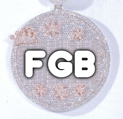 CUSTOM LETTER NECKLACE 3D BIG CROWN DISC