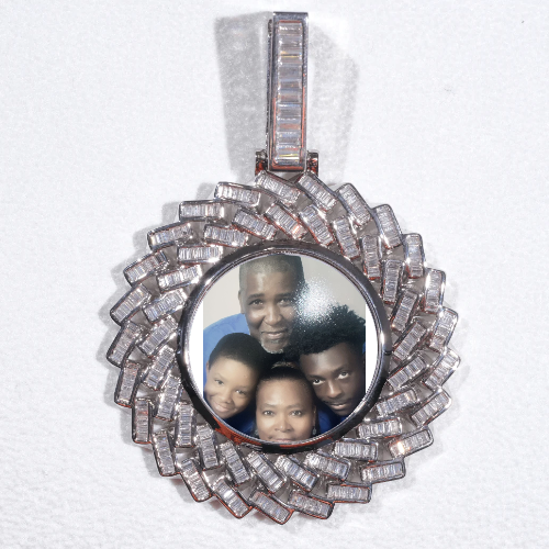 Large 3D Baguette Custom Picture Pendant