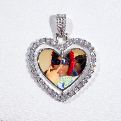3D Spinning 2-Faced Heart Custom Picture Pendant