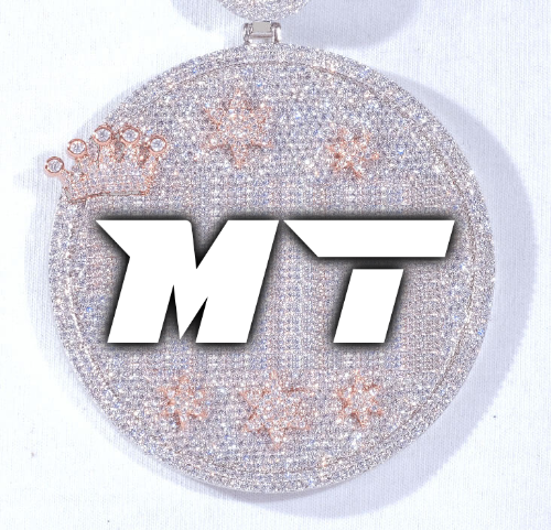 CUSTOM LETTER NECKLACE 3D BIG CROWN DISC