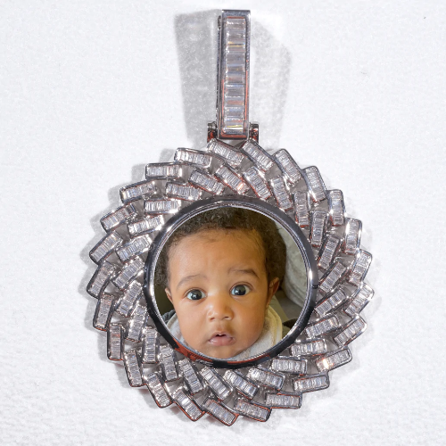 Large 3D Baguette Custom Picture Pendant