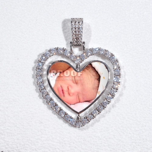 3D Spinning 2-Faced Heart Custom Picture Pendant