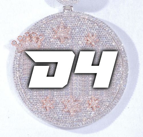 CUSTOM LETTER NECKLACE 3D BIG CROWN DISC