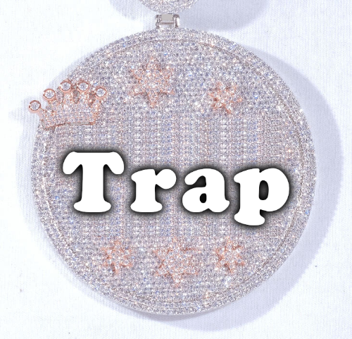 CUSTOM LETTER NECKLACE 3D BIG CROWN DISC