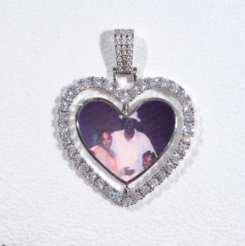 3D Spinning 2-Faced Heart Custom Picture Pendant