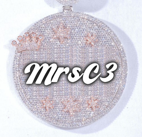 CUSTOM LETTER NECKLACE 3D BIG CROWN DISC