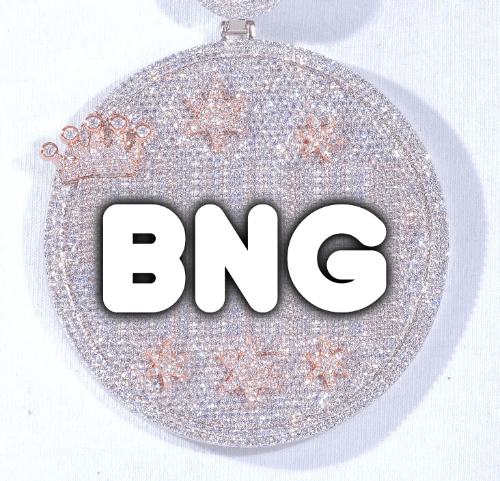 CUSTOM LETTER NECKLACE 3D BIG CROWN DISC
