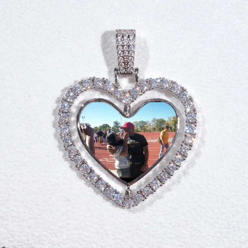 3D Spinning 2-Faced Heart Custom Picture Pendant