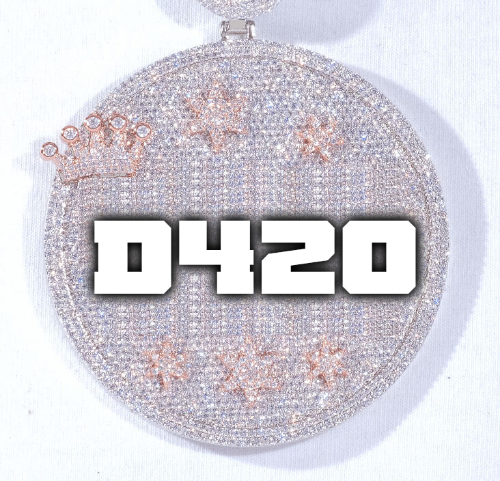 CUSTOM LETTER NECKLACE 3D BIG CROWN DISC
