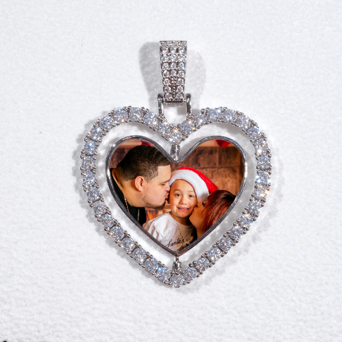 3D Spinning 2-Faced Heart Custom Picture Pendant