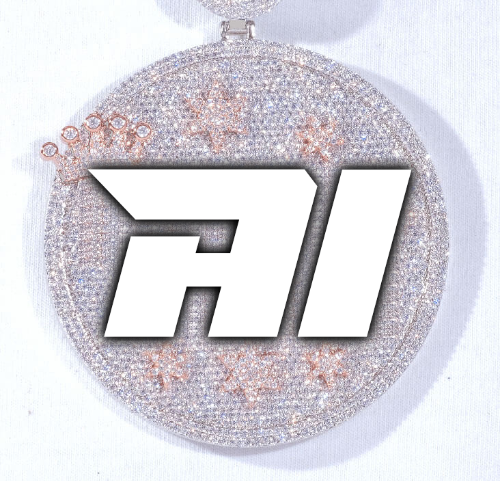 CUSTOM LETTER NECKLACE 3D BIG CROWN DISC