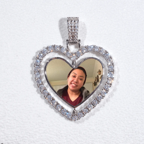 3D Spinning 2-Faced Heart Custom Picture Pendant