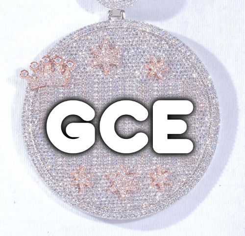 CUSTOM LETTER NECKLACE 3D BIG CROWN DISC