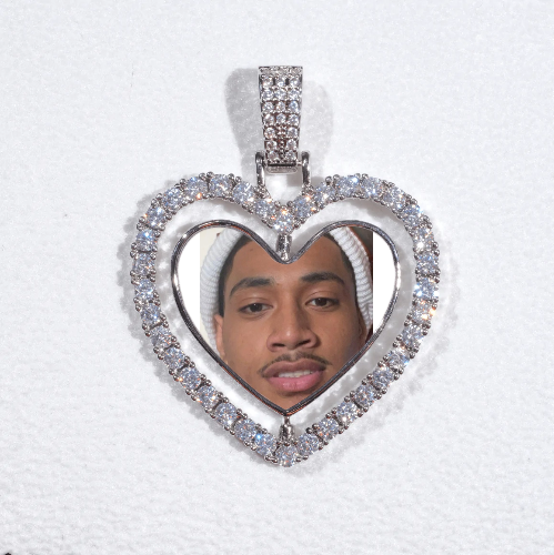 3D Spinning 2-Faced Heart Custom Picture Pendant
