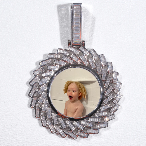 Large 3D Baguette Custom Picture Pendant