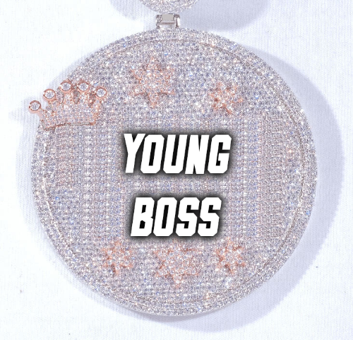 CUSTOM LETTER NECKLACE 3D BIG CROWN DISC
