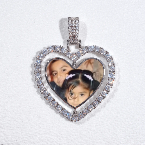 3D Spinning 2-Faced Heart Custom Picture Pendant