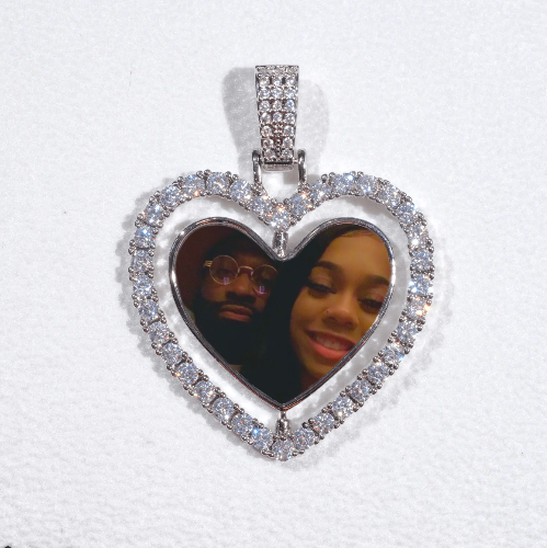 3D Spinning 2-Faced Heart Custom Picture Pendant