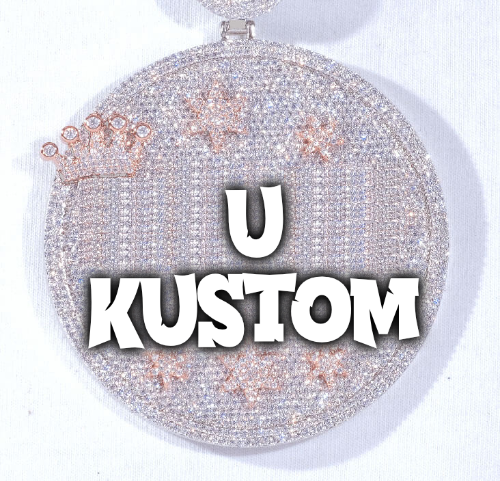 CUSTOM LETTER NECKLACE 3D BIG CROWN DISC