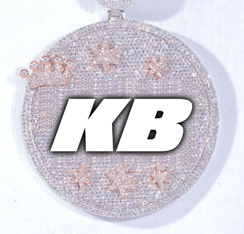 CUSTOM LETTER NECKLACE 3D BIG CROWN DISC