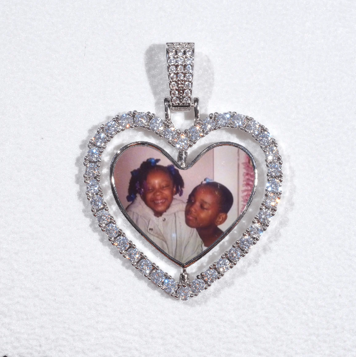 3D Spinning 2-Faced Heart Custom Picture Pendant