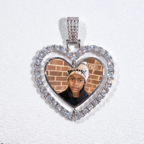 3D Spinning 2-Faced Heart Custom Picture Pendant