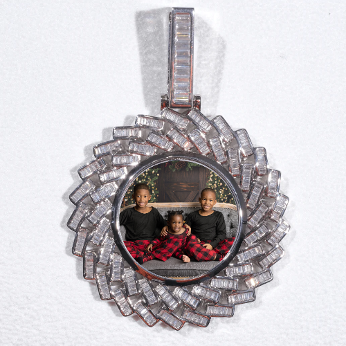 Large 3D Baguette Custom Picture Pendant