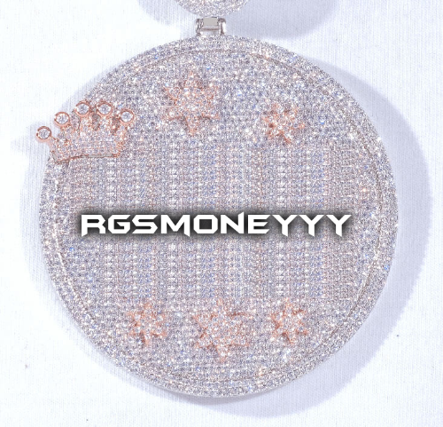CUSTOM LETTER NECKLACE 3D BIG CROWN DISC