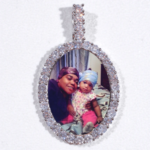 Large 3D Oval Custom Picture Pendant