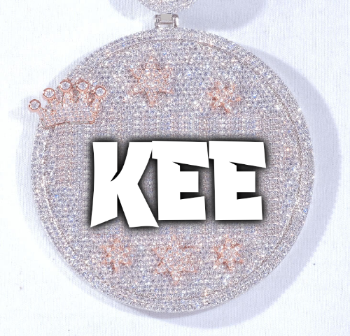 CUSTOM LETTER NECKLACE 3D BIG CROWN DISC