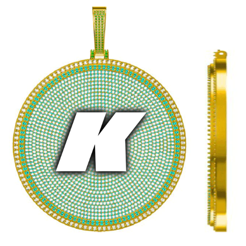 CUSTOM LETTER NECKLACE 3D BIG DISC