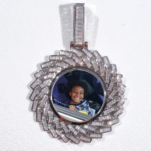 Large 3D Baguette Custom Picture Pendant