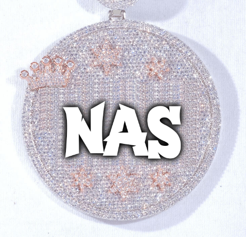 CUSTOM LETTER NECKLACE 3D BIG CROWN DISC