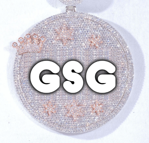 CUSTOM LETTER NECKLACE 3D BIG CROWN DISC
