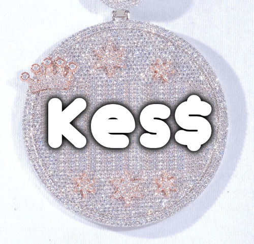 CUSTOM LETTER NECKLACE 3D BIG CROWN DISC