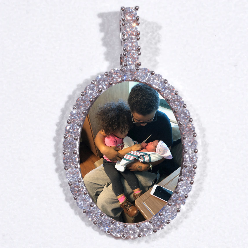 Large 3D Oval Custom Picture Pendant