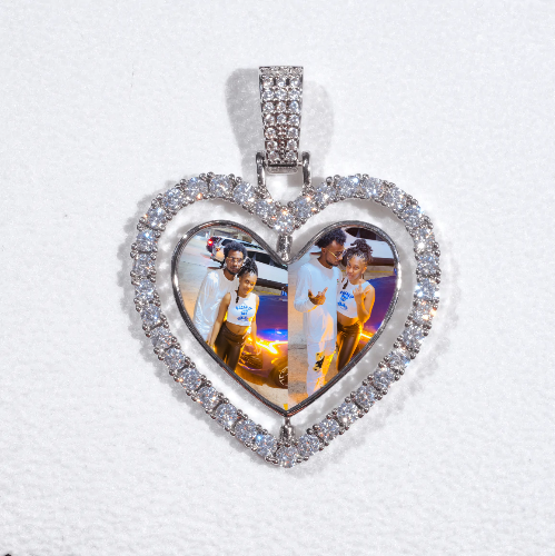 3D Spinning 2-Faced Heart Custom Picture Pendant
