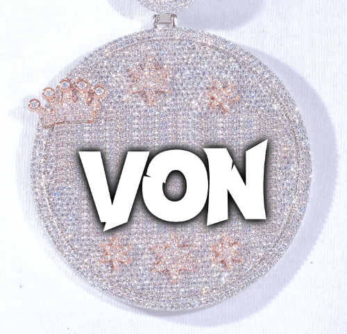 CUSTOM LETTER NECKLACE 3D BIG CROWN DISC