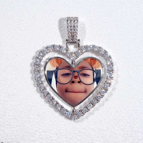 3D Spinning 2-Faced Heart Custom Picture Pendant
