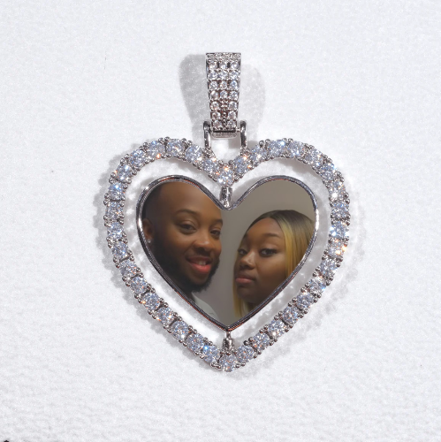 3D Spinning 2-Faced Heart Custom Picture Pendant