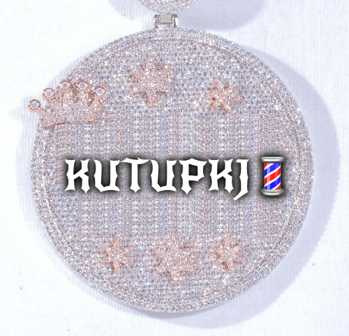 CUSTOM LETTER NECKLACE 3D BIG CROWN DISC