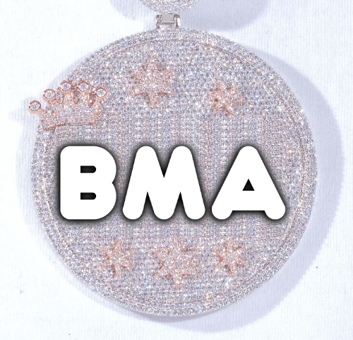 CUSTOM LETTER NECKLACE 3D BIG CROWN DISC