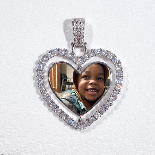 3D Spinning 2-Faced Heart Custom Picture Pendant