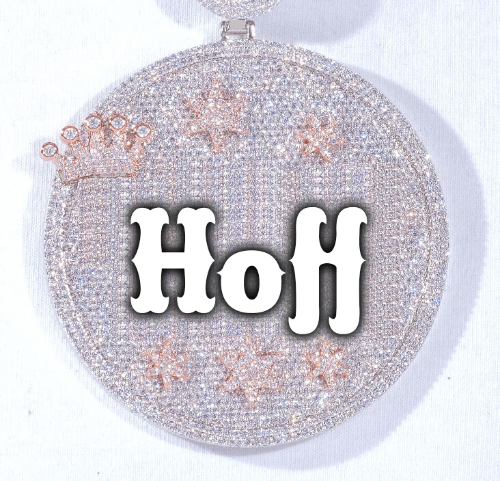 CUSTOM LETTER NECKLACE 3D BIG CROWN DISC