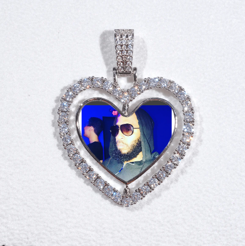 3D Spinning 2-Faced Heart Custom Picture Pendant