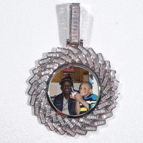 Large 3D Baguette Custom Picture Pendant
